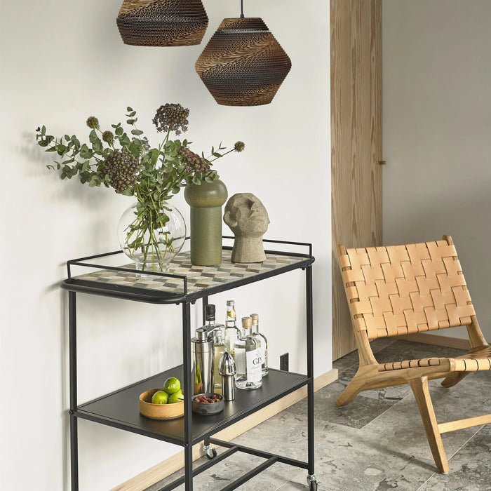 Bar Trolley Stone Insert Karv Black Iron