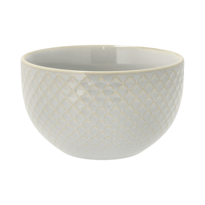 White ceramic bowl with gold lattice pattern on a transparent background