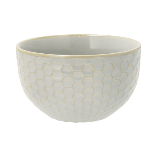 White ceramic bowl with textured pattern on a transparent background