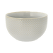 White ceramic bowl with gold polka dot pattern on a transparent background