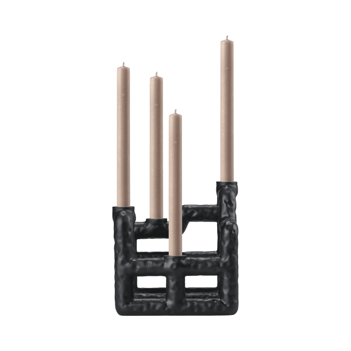 Candlestick Lyst Black Polyresin 21x21x23cm