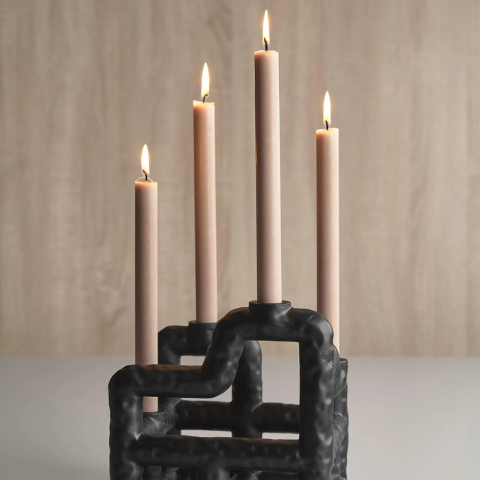 Candlestick Lyst Black Polyresin 21x21x23cm