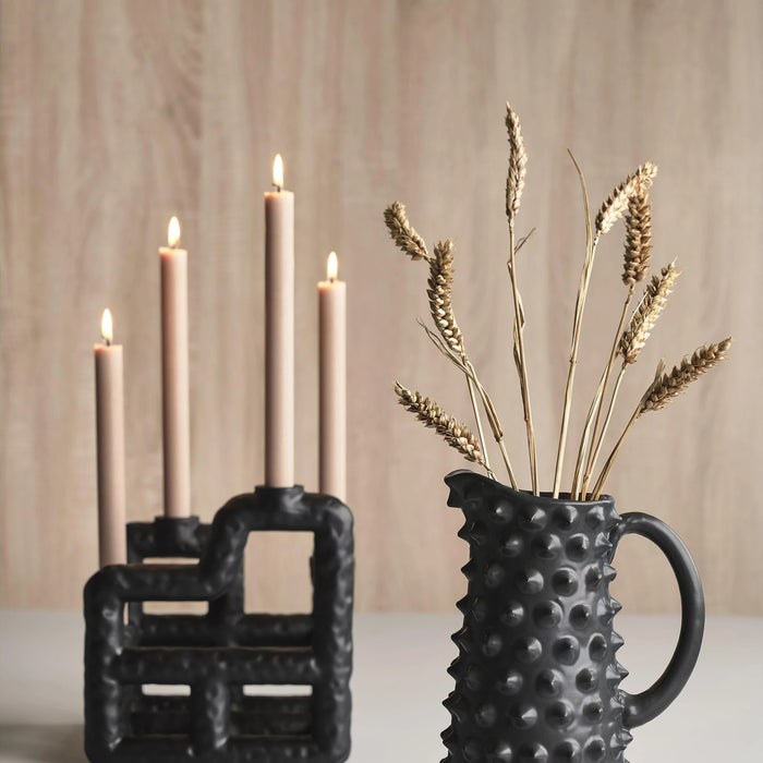 Candlestick Lyst Black Polyresin 21x21x23cm