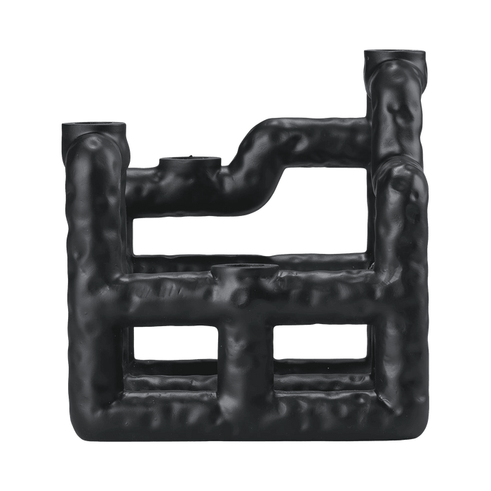 Candlestick Lyst Black Polyresin 21x21x23cm