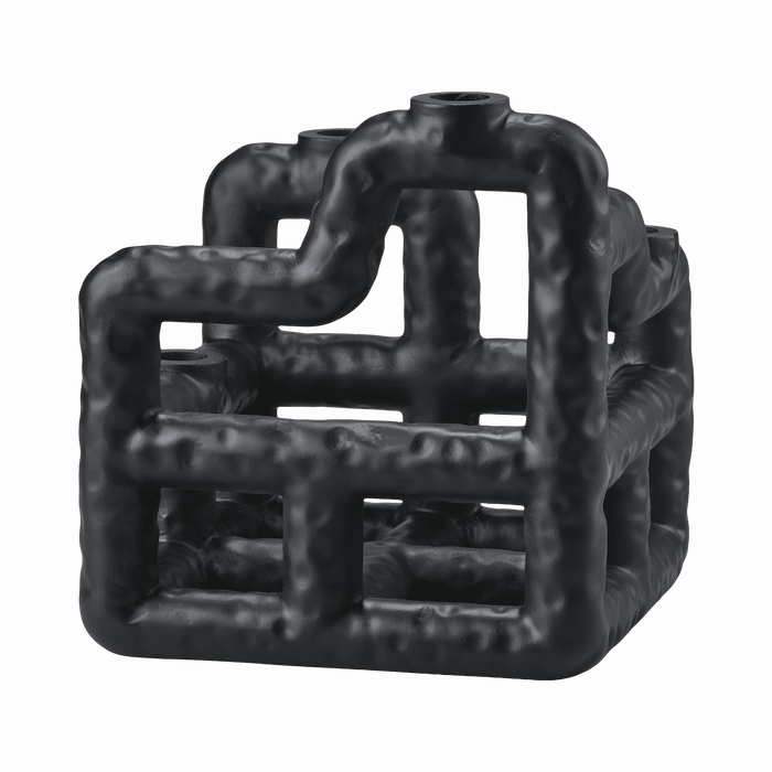 Candlestick Lyst Black Polyresin 21x21x23cm