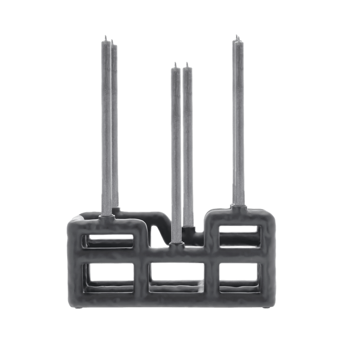 Candlestick Lyst Black Polyresin 10x28x13.5cm