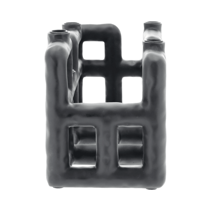 Candlestick Lyst Black Polyresin 10x28x13.5cm