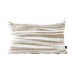 Rectangular pillow with beige and white striped pattern on a green background