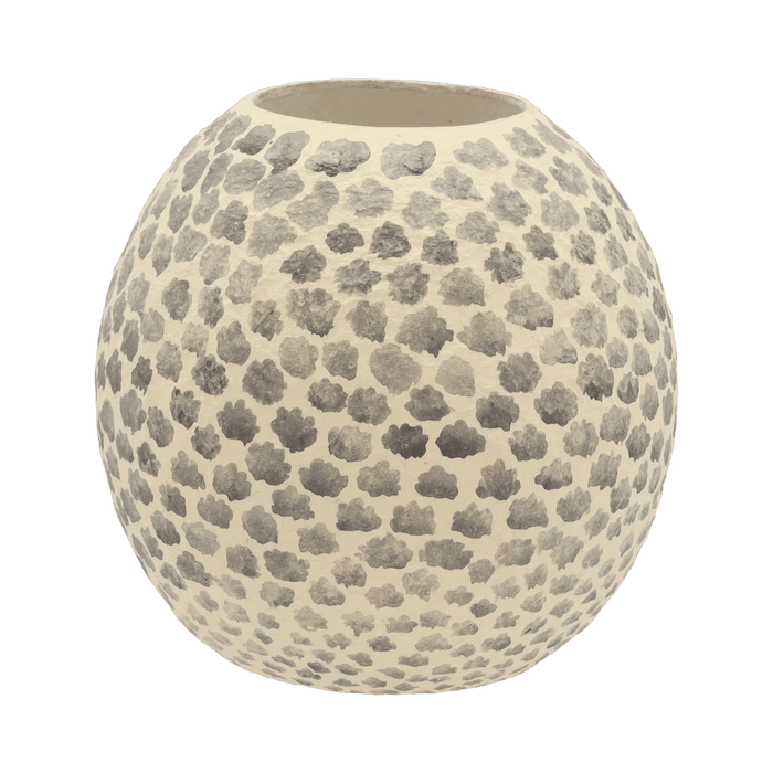 Decoration Vase Taia Cream/Grey Paper Mache 20x20x20cm