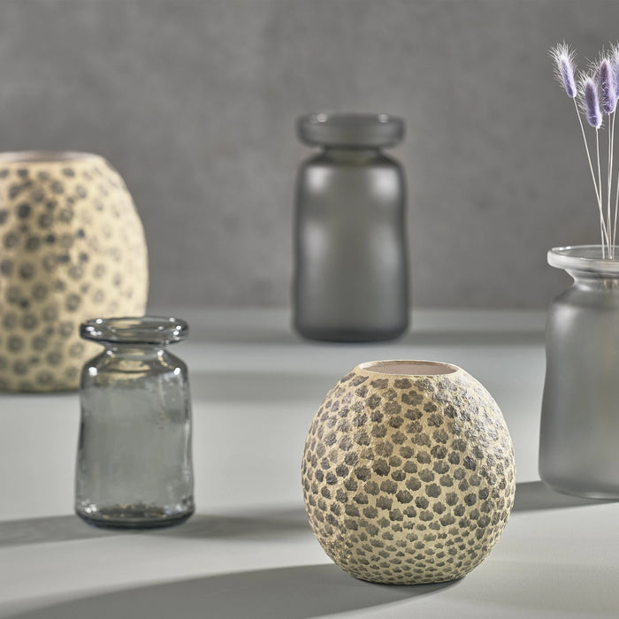 Decoration Vase Taia Cream/Grey Paper Mache 20x20x20cm