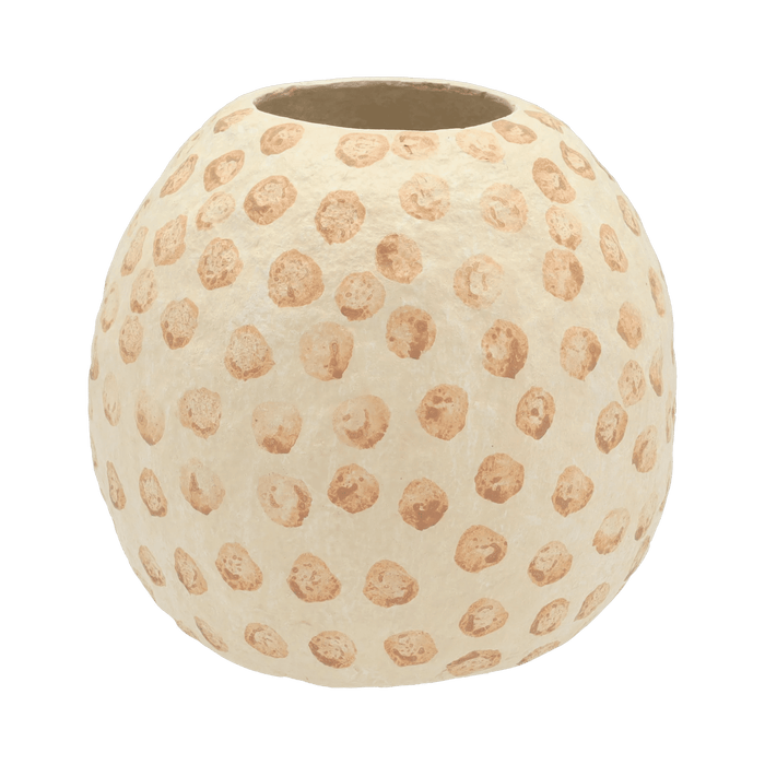 Decoration Vase Tana Cream/Nougat Paper Mache 20x20x20cm