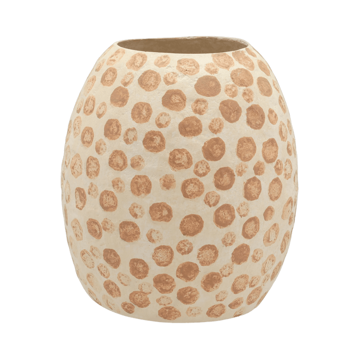 Decoration Vase Tana Cream/Nougat Paper Mache 23x23.5x28.5cm