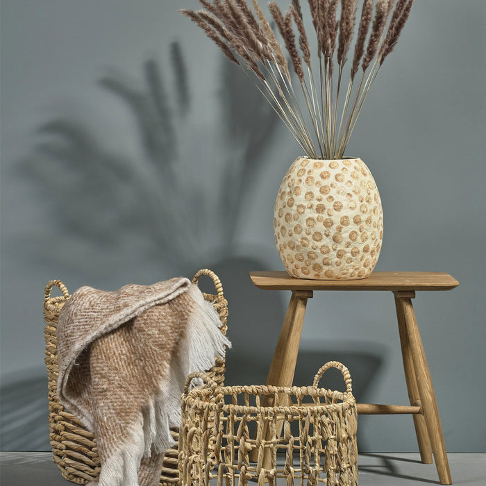 Decoration Vase Tana Cream/Nougat Paper Mache 23x23.5x28.5cm