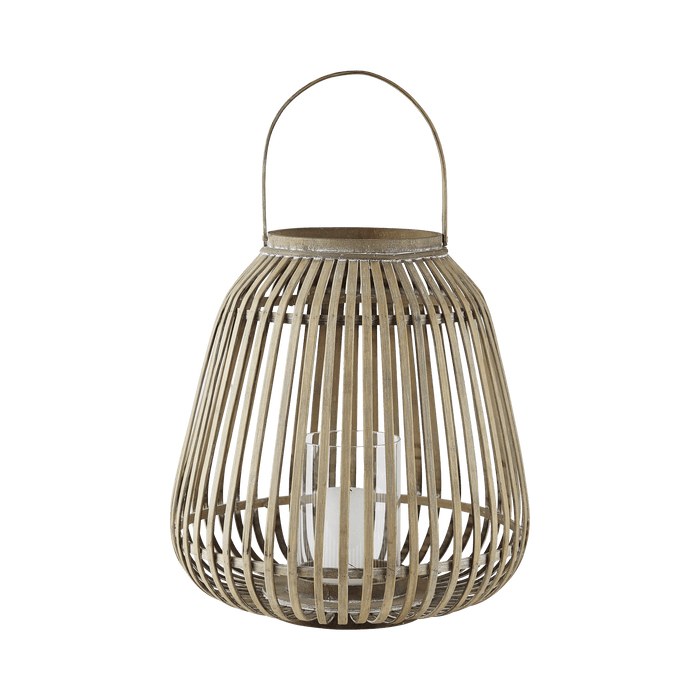 Lantern Amas Bamboo/Glass Nature 37x37x40cm