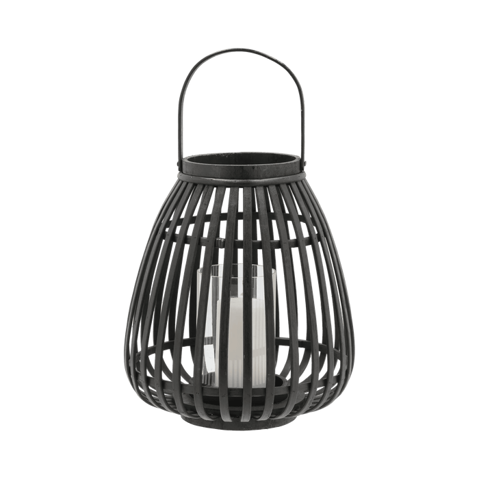 Lantern Asra Bamboo/Glass Black 25x25x30cm
