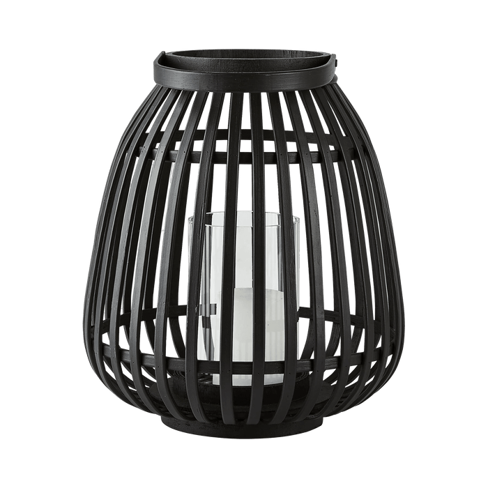 Lantern Asra Bamboo/Glass Black 25x25x30cm