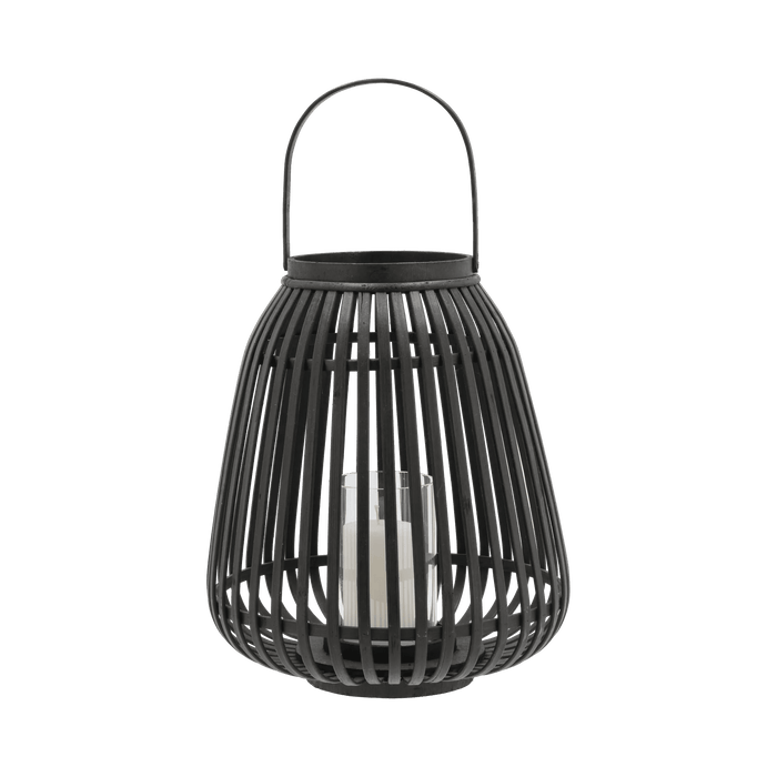 Lantern Asra Bamboo/Glass Black 29x29x35cm