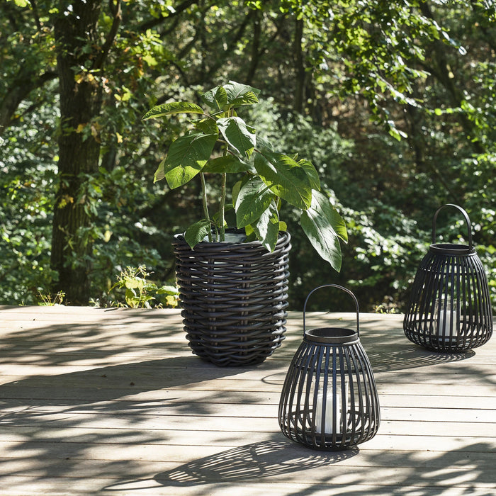 Lantern Asra Bamboo/Glass Black 29x29x35cm