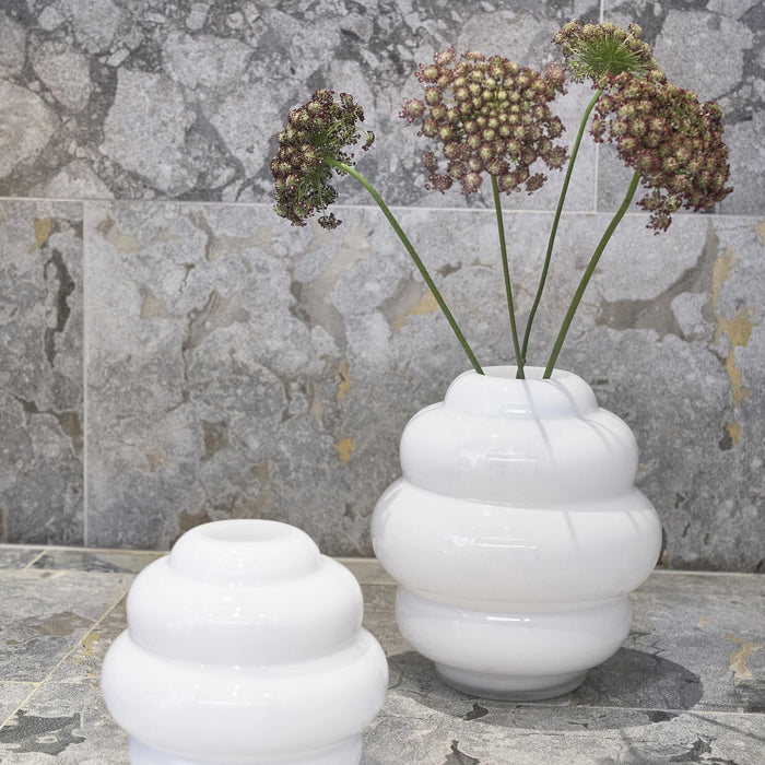 Vase Bubble White Glass 25x25x27.5cm