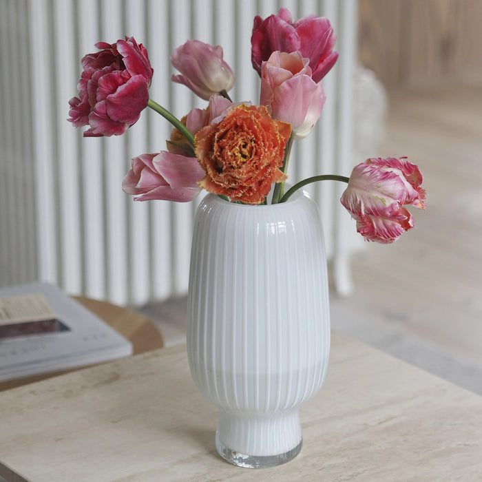 Vase Cuneo White Glass 16x16x31.5cm