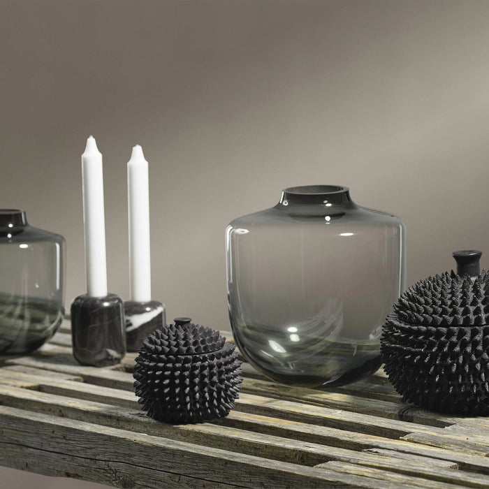 Vase Daun Grey Glass 15x15x16.5cm