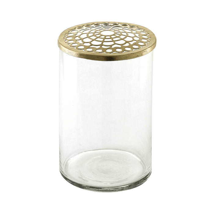 Vase Elva Glass W Brasslid 10x10x1.5cm