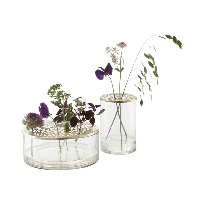 Vase Elva Glass W Brasslid 10x10x1.5cm