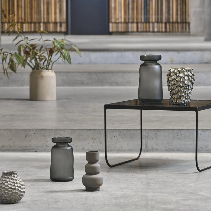 Vase Ist Grey Glass 13.8x13.8x24cm