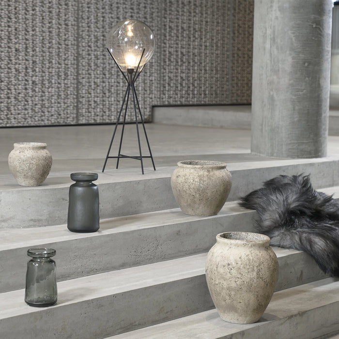 Vase Ist Grey Glass 15.8x15.8x30cm