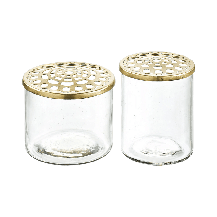 Vase Set Elva Glass W Brasslids