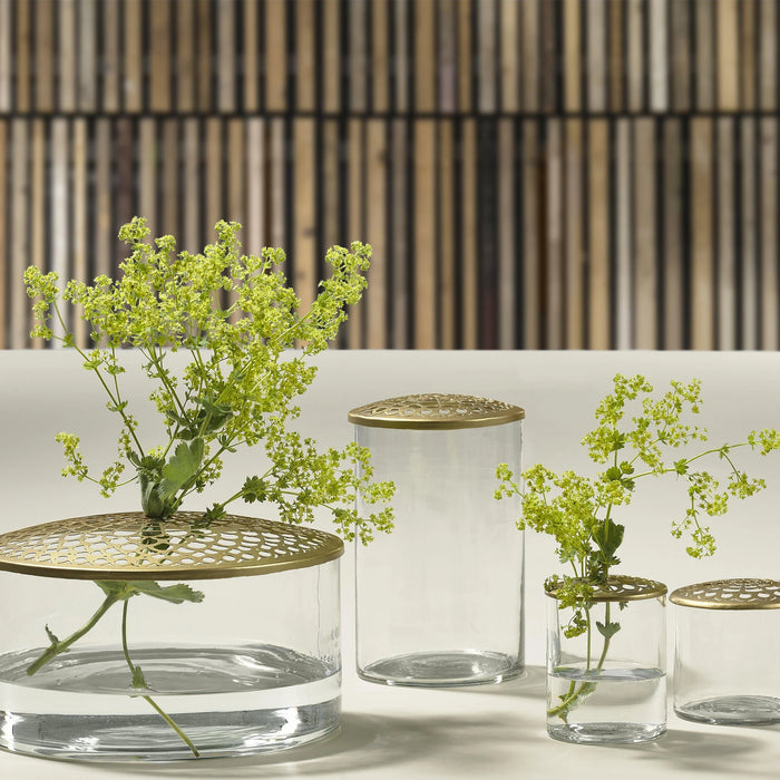 Vase Set Elva Glass W Brasslids