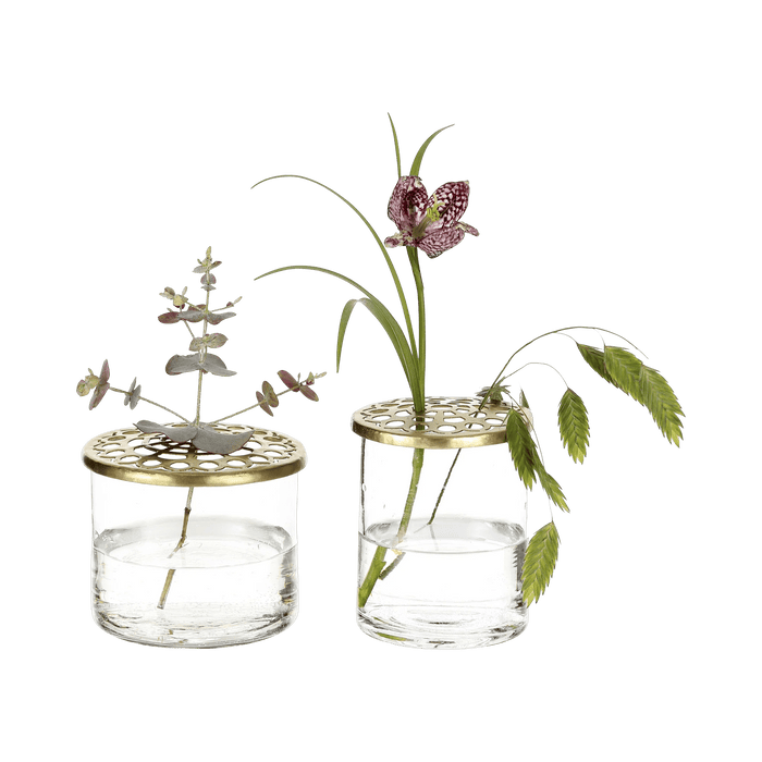 Vase Set Elva Glass W Brasslids