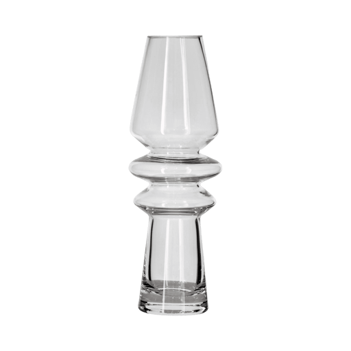 Clear resin candle holder with a unique design on a transparent background