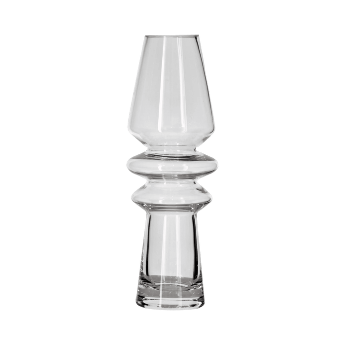 Clear resin candle holder with a unique design on a transparent background