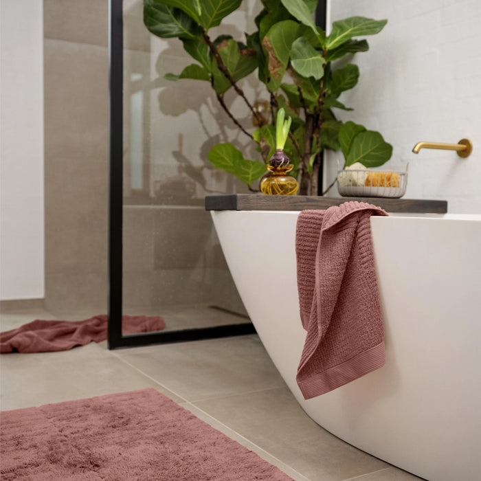 Bath Mat Tiles Peach Red