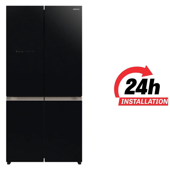 Hitachi Bottom Freezer 820 Litres RWB820VUK2GBK Inverter Control | Dual fan Cooling | Vacuum Compartment | Selectable Zone | Triple Power Filter | Select Case | Stabilizer Free | Touch Screen Controller | Dual Sensing Control | Quick Cooling | Water Tank