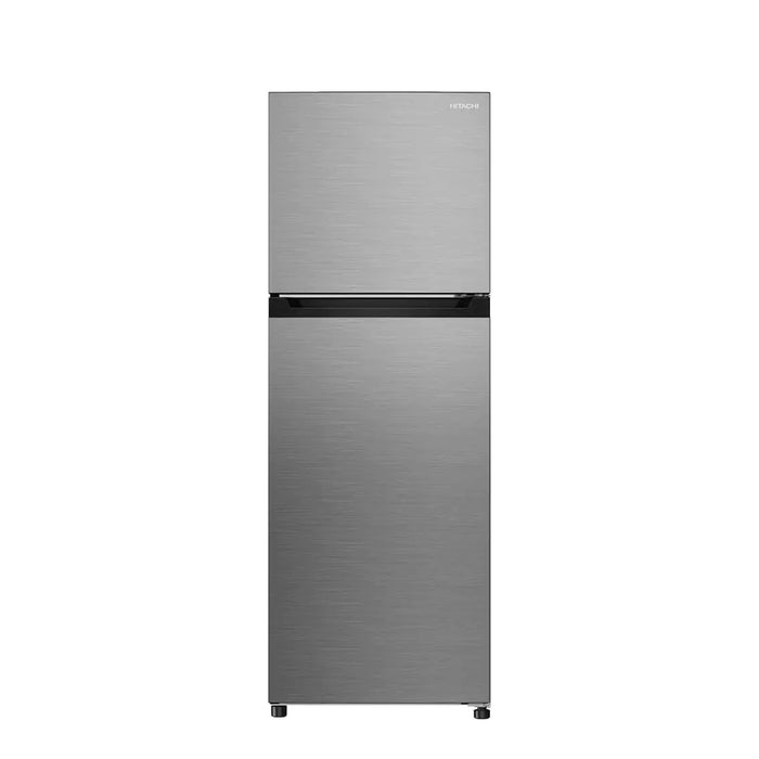 Hitachi 330L Gross | 240L Net | Top Mount Double Door Refrigerator | No Frost | High Power | 10 Year Compressor Warranty | Inverter Technology | Tempered Glass Shelves | Brilliant Silver|HRTN5255MFXAE