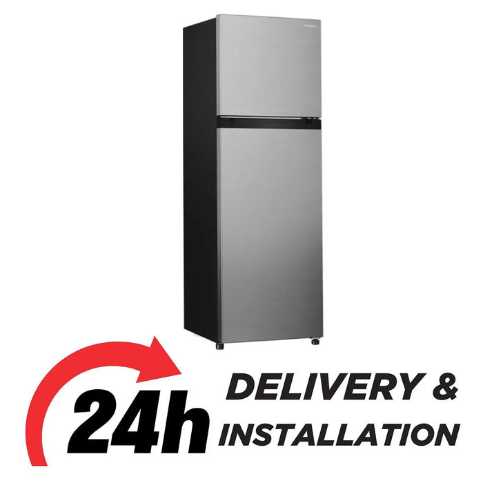 Hitachi 330L Gross | 240L Net | Top Mount Double Door Refrigerator | No Frost | High Power | 10 Year Compressor Warranty | Inverter Technology | Tempered Glass Shelves | Brilliant Silver|HRTN5255MFXAE
