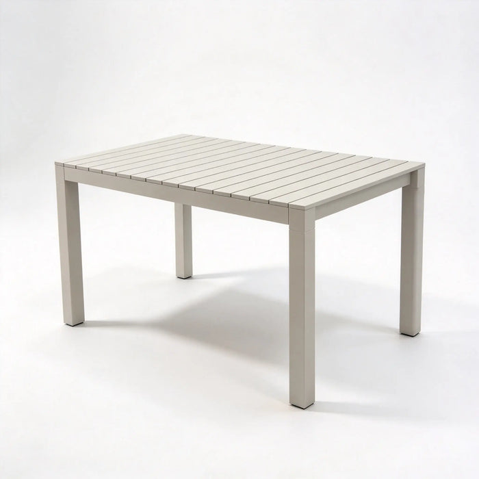 Aluminum Outdoor Dining Table with Slatted Top, Rectangular 6-Seat Size