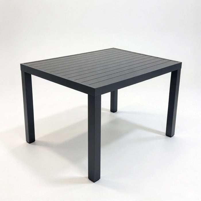 Aluminum Outdoor Dining Table with Slatted Top, Square 4-Seat Size