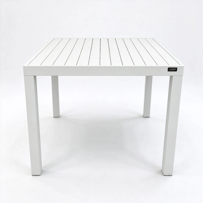 Aluminum Outdoor Dining Table with Slatted Top, Square 4-Seat Size