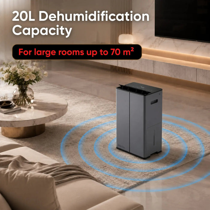 Stadler Form Lukas Titanium Dehumidifier 20L, Auto Mode, 24 Hours Dehumidification for Large Rooms up to 70 m², Optional Air Purification, WiFi Control, Quick Laundry Drying Mode, Silent, 2 Years Warranty Pro Technology
