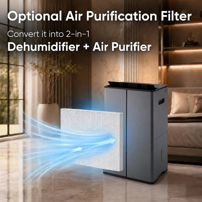 Stadler Form Lukas Titanium Dehumidifier 20L, Auto Mode, 24 Hours Dehumidification for Large Rooms up to 70 m², Optional Air Purification, WiFi Control, Quick Laundry Drying Mode, Silent, 2 Years Warranty Pro Technology