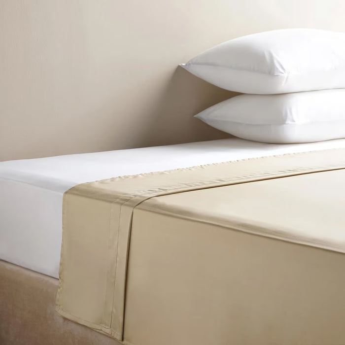 Luxe Cotton Tencel Flat Sheet 240X270Cm - Sand