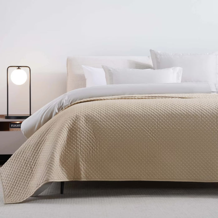 Luxe Cotton Tencel Quilted Bedspread 220X240Cm - Sand