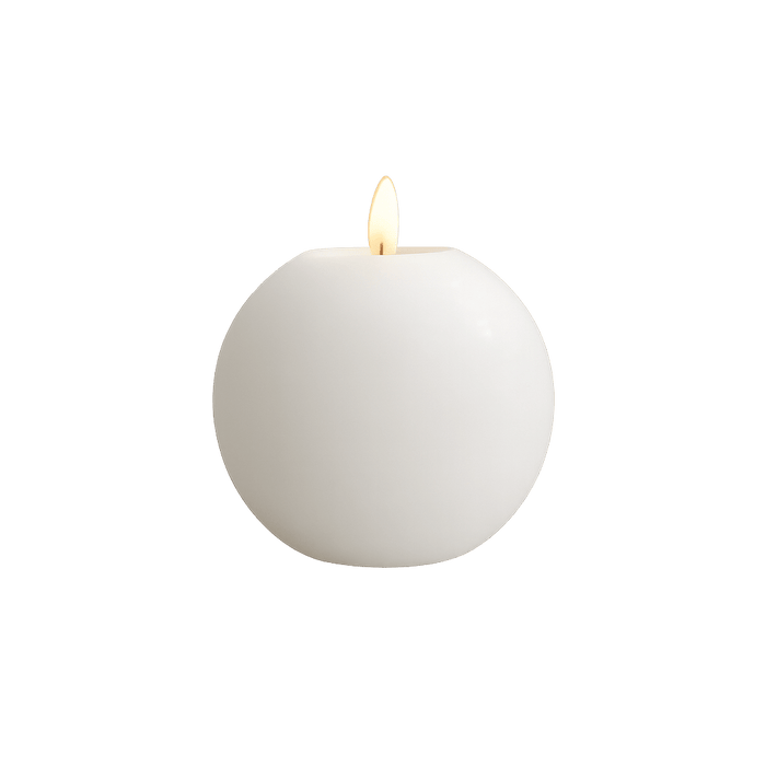 Majestic Led Wax Ball Shape Candle With Rustic Surface - White
