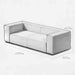 Pencil sketch of a modern sofa with dimensions on a white background