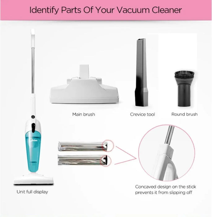 Midea 2in1 Light Weight Corded Upright Vacuum Cleaner | 600W Powerful with 0.8L Transparent Dust Container | Stick & Handheld Multi-Surface Cleaning | 5M Cord | High Suction Power | Best for Home | SC861