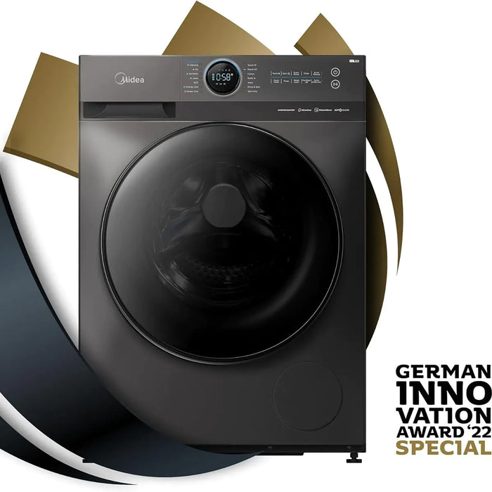 Midea 10kg Front Load Washer | Lunar Dial Control | 1400 RPM Spin | 14 Programs | Wi-Fi Connectivity | Steam Care | BLDC Inverter Motor | MF200W100WBTGCC
