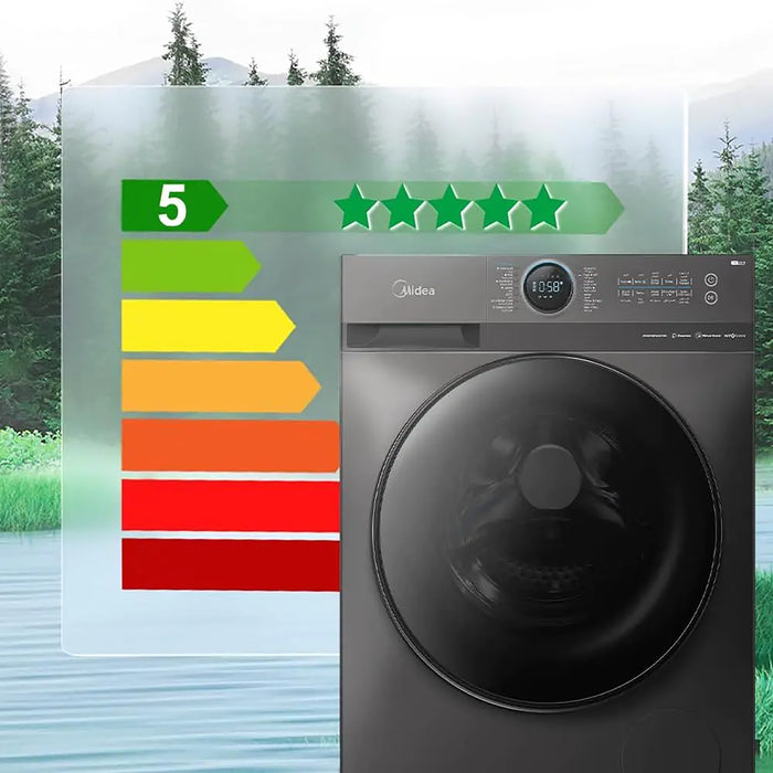Midea 10kg Front Load Washer | Lunar Dial Control | 1400 RPM Spin | 14 Programs | Wi-Fi Connectivity | Steam Care | BLDC Inverter Motor | MF200W100WBTGCC